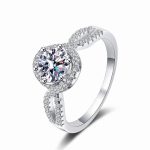 Round Halo Split Shank Moissanite Ring