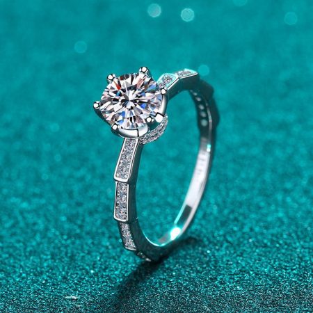 Unique Band Moissanite Engagement Ring