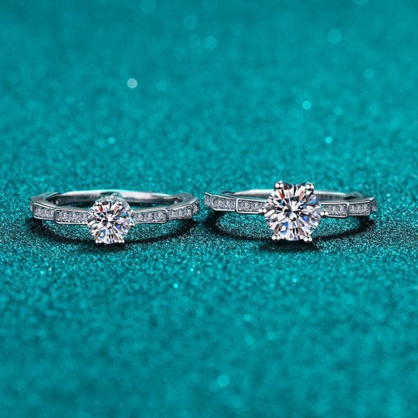 Unique Band Moissanite Engagement Ring