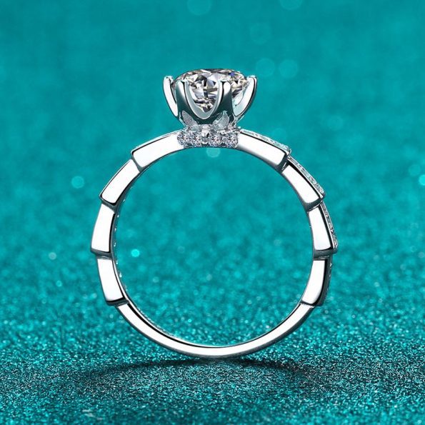 Unique Band Moissanite Engagement Ring